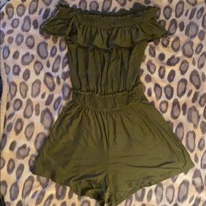 Dark olive green romper.
